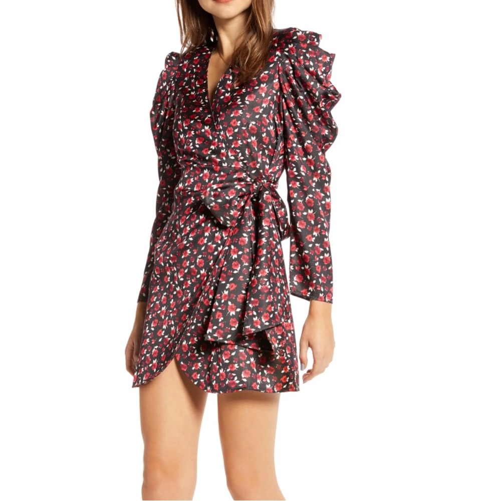 Something Navy Long Sleeve Wrap Minidress (Nordstrom Exclusive)